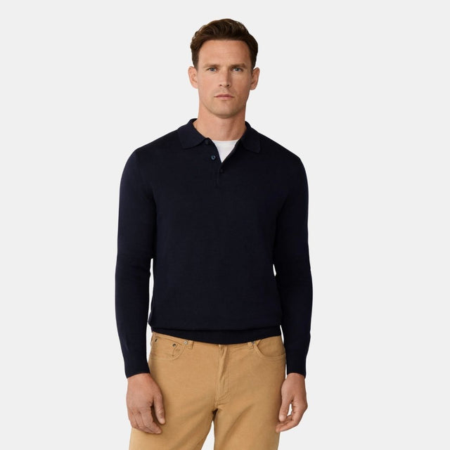 Hackett London Stop Start Ls Polo Midnight Blue