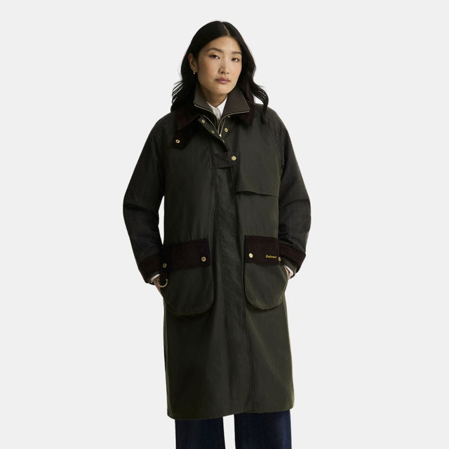 Barbour Checked Kirklees Wax Jacket Olive