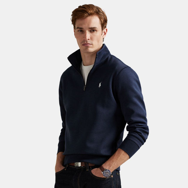 Ralph Lauren Double-Knit Quarter-Zip Pullover Aviator Navy
