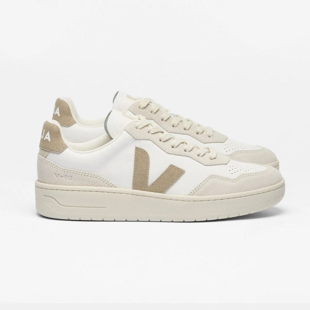 Veja Men's V-90 Leather White Taupe