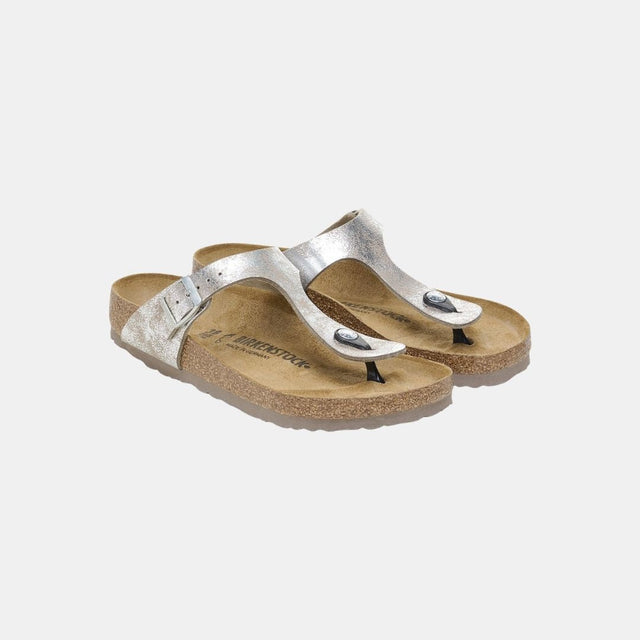 Birkenstock Gizeh Birko Flor Women's SYN Washed Metallic Silver