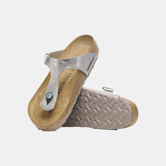 Birkenstock Gizeh Birko Flor Women's SYN Washed Metallic Silver