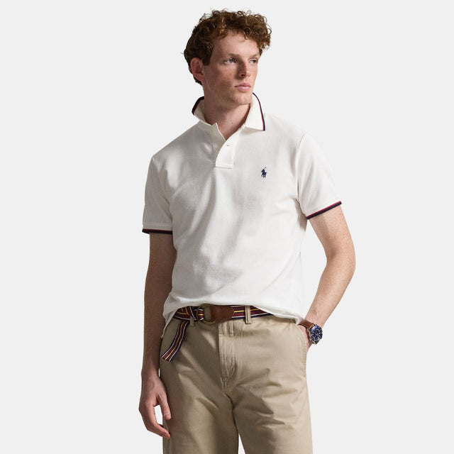 Polo Ralph Lauren Custom Slim Fit Mesh Polo Shirt White