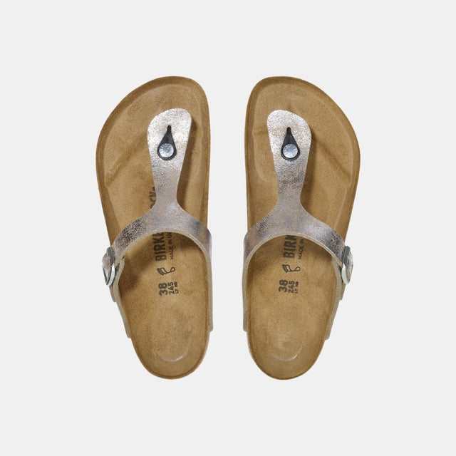 Birkenstock Gizeh Birko Flor Women's SYN Washed Metallic Silver
