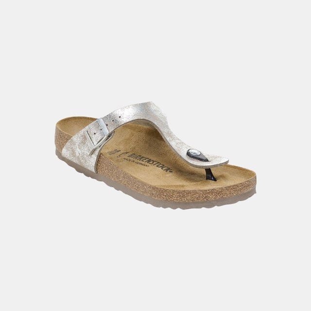 Birkenstock Gizeh Birko Flor Women's SYN Washed Metallic Silver