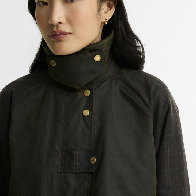 Barbour Checked Kirklees Wax Jacket Olive