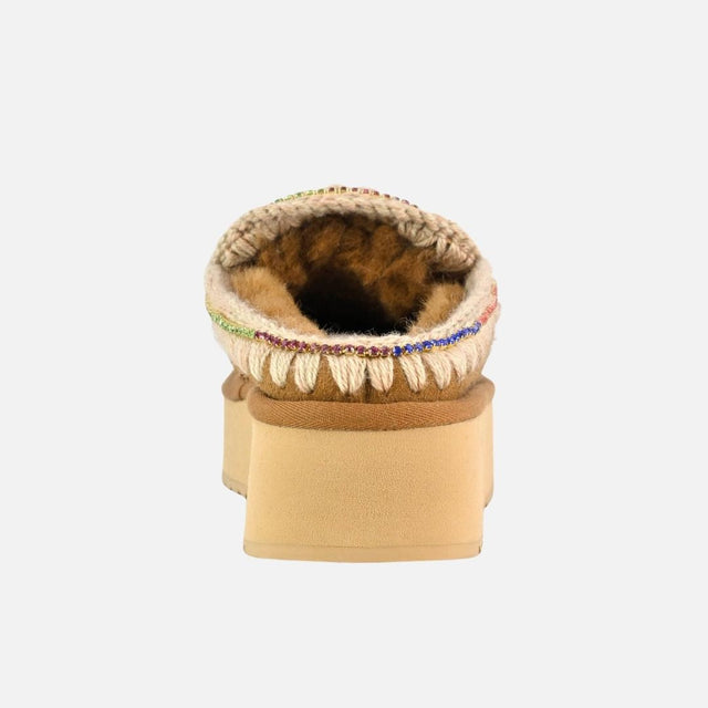Mou Clog Eskimo Platform Rhinestones Cognac