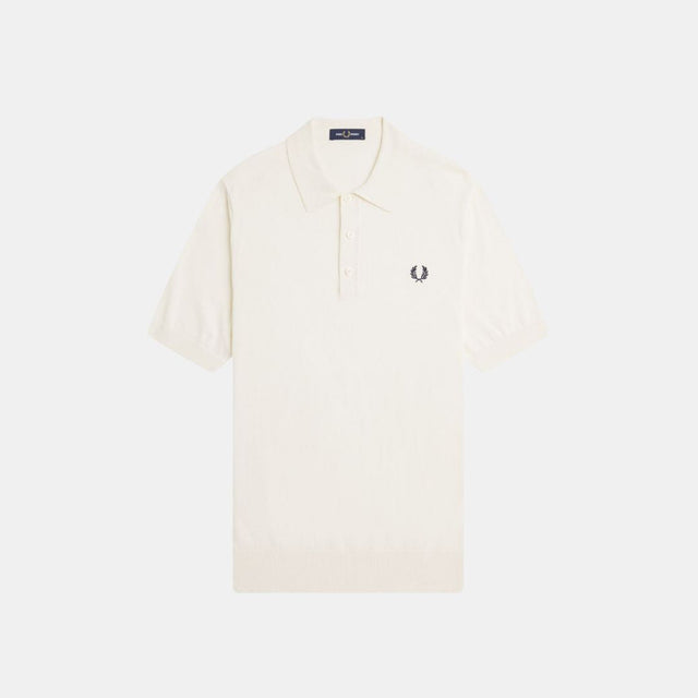 Fred Perry Cotton Knitted Shirt Ecru