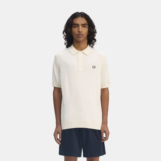 Fred Perry Cotton Knitted Shirt Ecru