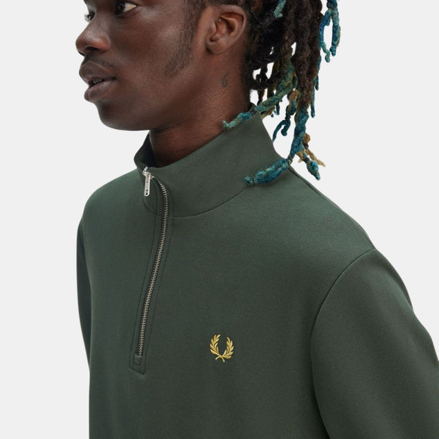 Fred Perry Half Zip Sweatshirt Court Green