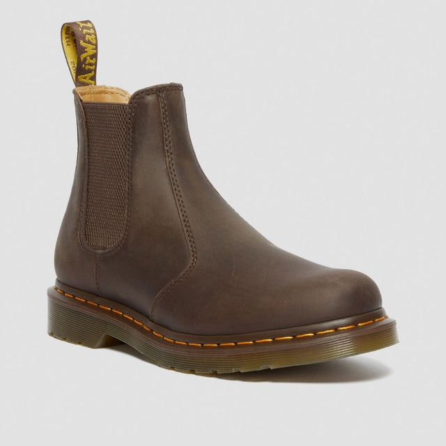 Dr. Martens Chelsea 2976 Yellow Stitch Men's Crazy Horse Dark Brown