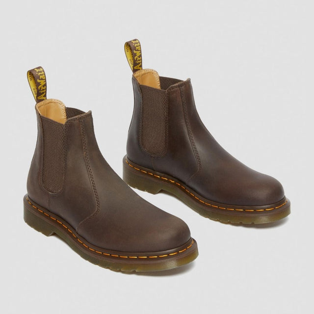 Dr. Martens Chelsea 2976 Yellow Stitch Men's Crazy Horse Dark Brown