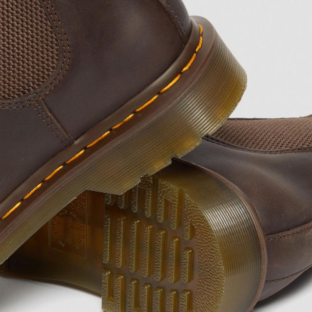 Dr. Martens Chelsea 2976 Yellow Stitch Men's Crazy Horse Dark Brown