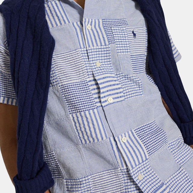 Polo Ralph Lauren Classic Fit Patchwork Seersucker Shirt Patchwork Blues