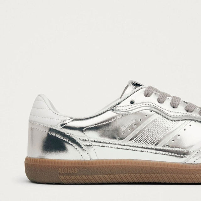 Alohas 490 Rife Shimmer Silver Cream Leather Sneakers