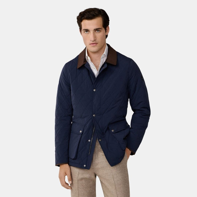 Hackett London Quilted Jacket Midnight Blue