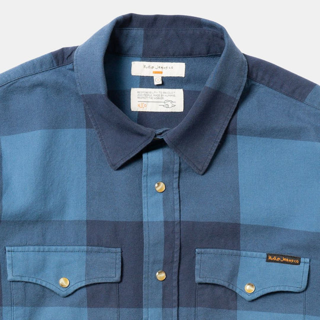Nudie Jeans Co George Flannel Shirt Blue