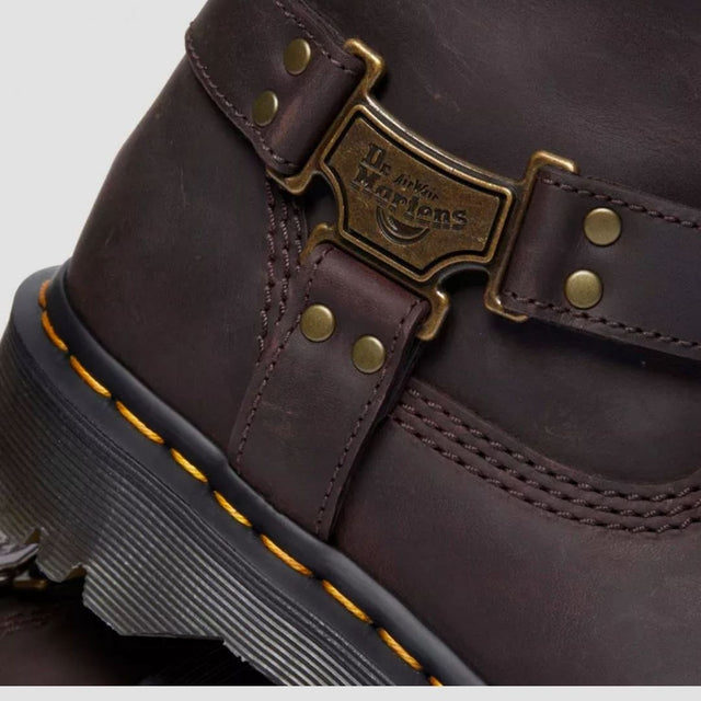 Dr. Martens Anistone Hi Burnished Waxy Pull Up Women's Dark Brown