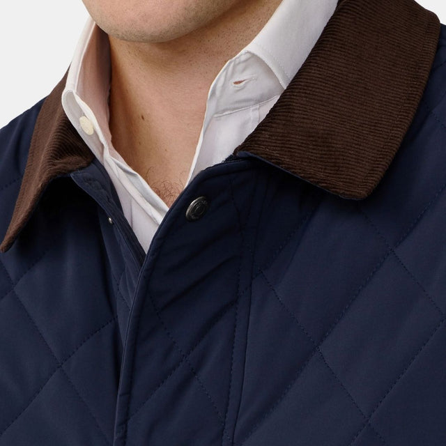 Hackett London Quilted Jacket Midnight Blue