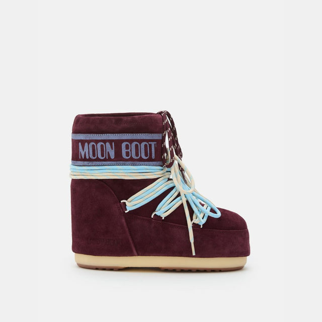 Moon Boot Icon Low Suede Laces Burgundy