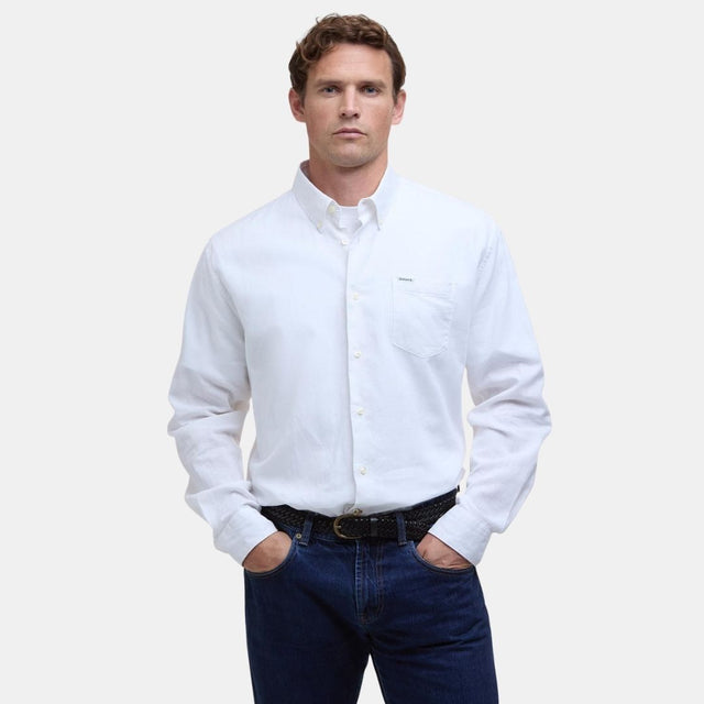 Barbour Nelson Linen Blend Regular Shirt White