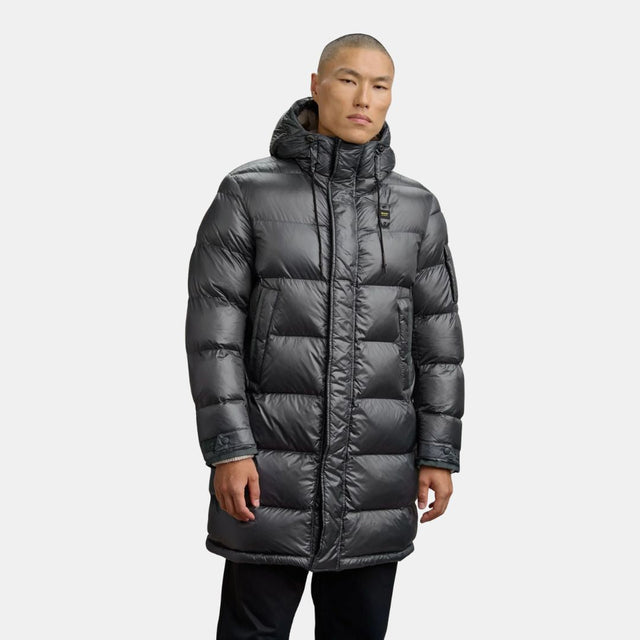 Blauer Long Jacket With Chest Pockets Aldrich Anthracite Grey Inside Beige