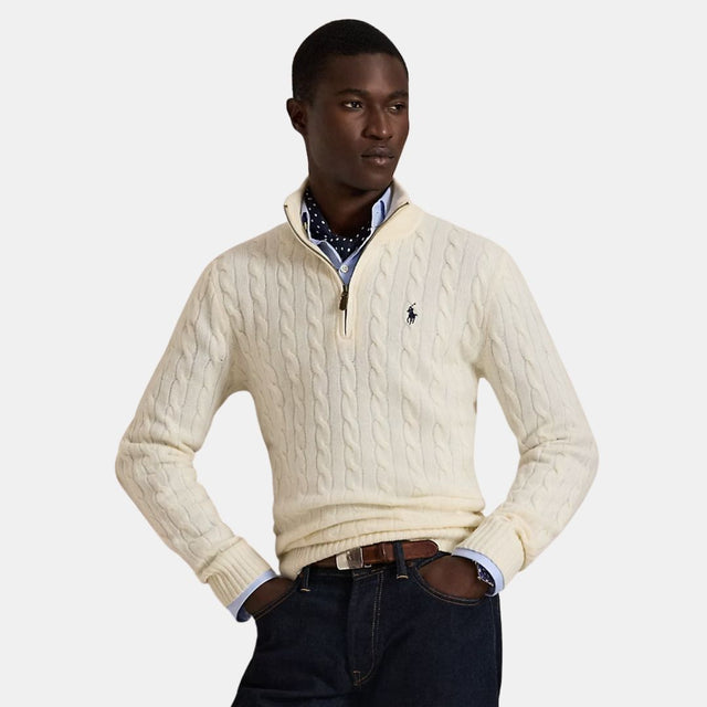 Polo Ralph Lauren Long Sleeve Pullover Quarter Zip Cream
