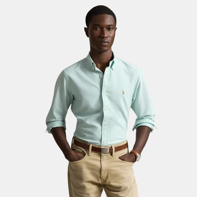 Polo Ralph Lauren Custom Fit Striped Oxford Shirt Green/White
