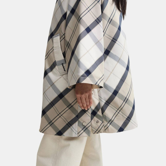 Barbour Kinsale Tartan Showerproof Cape Dress Navy Tartan