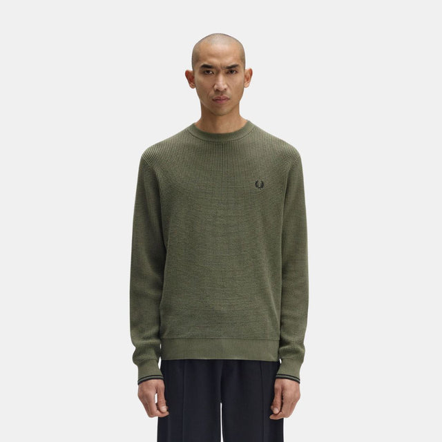Fred Perry Waffle Stitch Jersey Laurel Wreath Green
