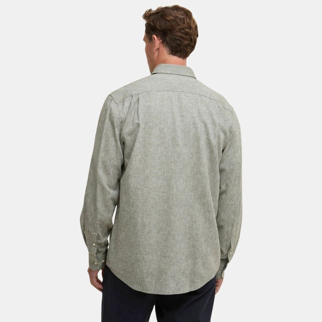 Barbour Nelson Linen Blend Regular Shirt Bleached Olive