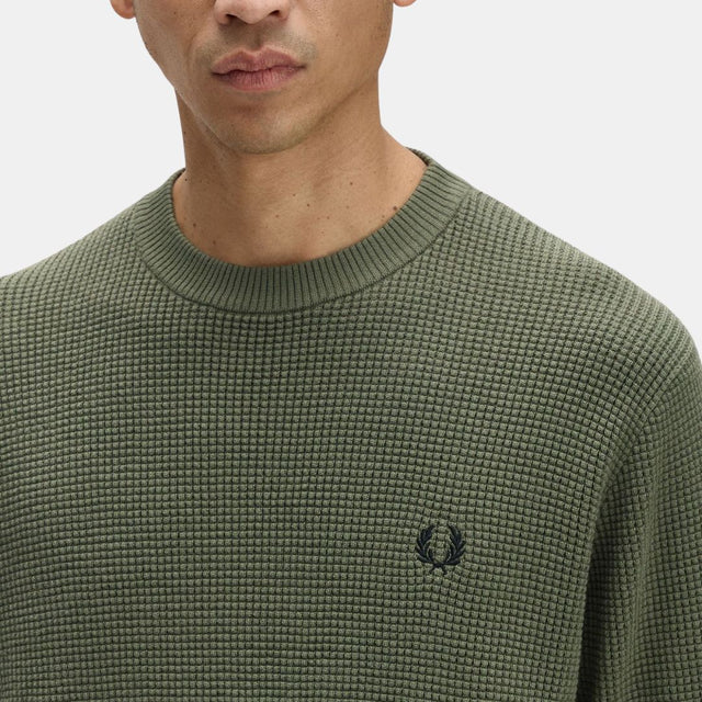 Fred Perry Waffle Stitch Jersey Laurel Wreath Green