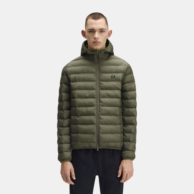 Fred Perry Hooded Insulated Jacket Laurel Wreath Green
