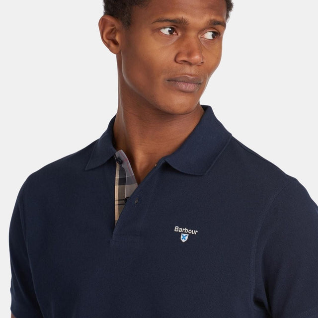 Barbour Tartan Pique Polo Shirt New Navy