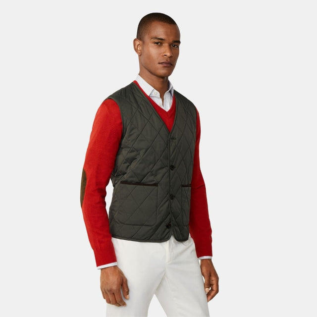 Hackett London Paddock Vest Deep Green