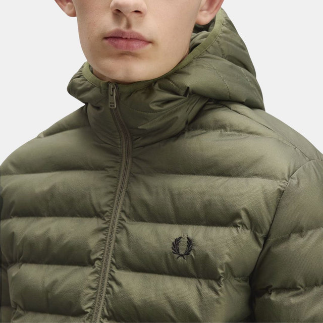 Fred Perry Hooded Insulated Jacket Laurel Wreath Green