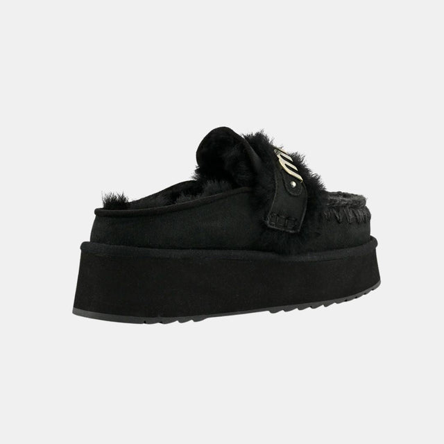 Mou Platform Clog-Letter Logo Black