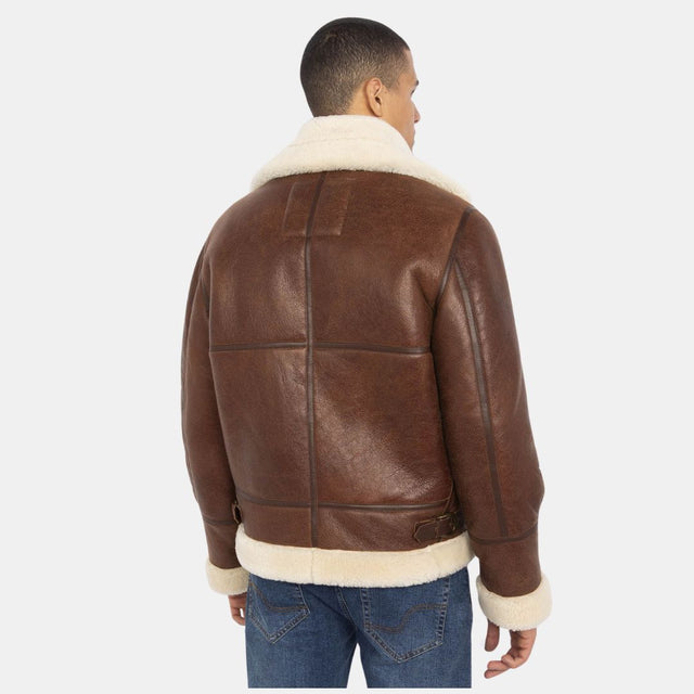 Schott NYC B-3 Bomber Jacket Sheepskin Leather Moka