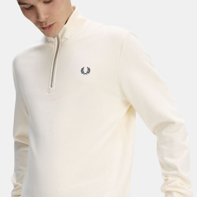 Fred Perry Half Zip Sweatshirt Ecru-Grey