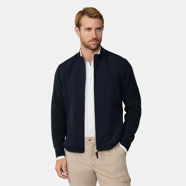 Hackett London Nylon Knit Fzip Midnight Blue
