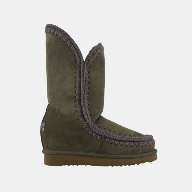 Mou Eskimo Inner Wedge Tall Suede Black Olive