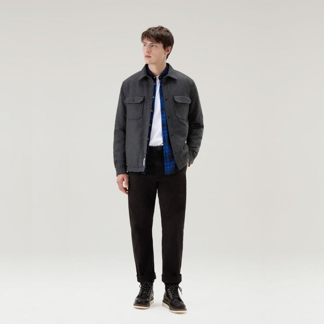 Woolrich Alaskan Wool Overshirt Men's Charcoal Melange