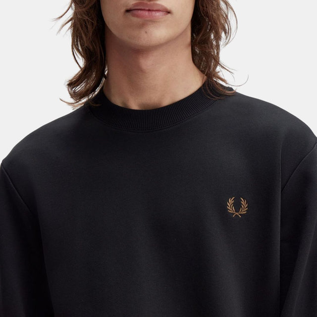 Fred Perry Crew Neck Sweatshirt Black-Champagne