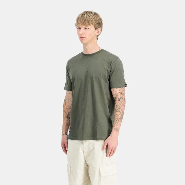 Alpha Industries Label T Back Print Dark Olive