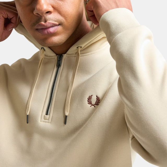 Fred Perry Hooded Fleece Back Sweatshirt Oatmeal