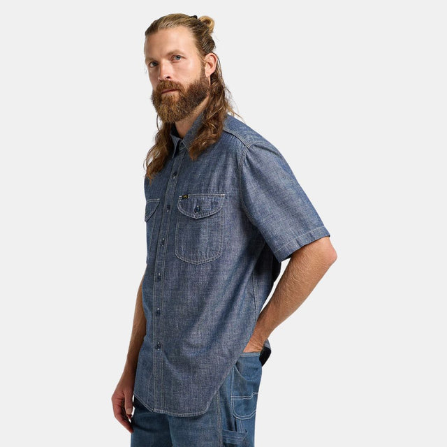 Lee 101 Short Sleeve Worker Shirt Rinse Chambray