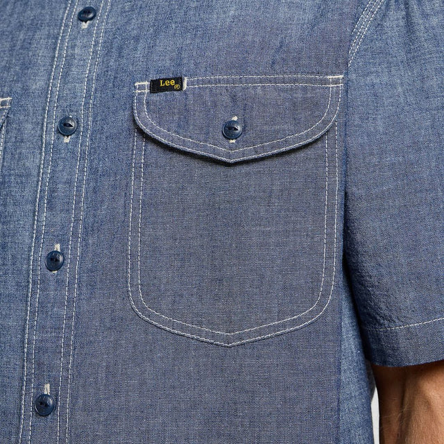 Lee 101 Short Sleeve Worker Shirt Rinse Chambray