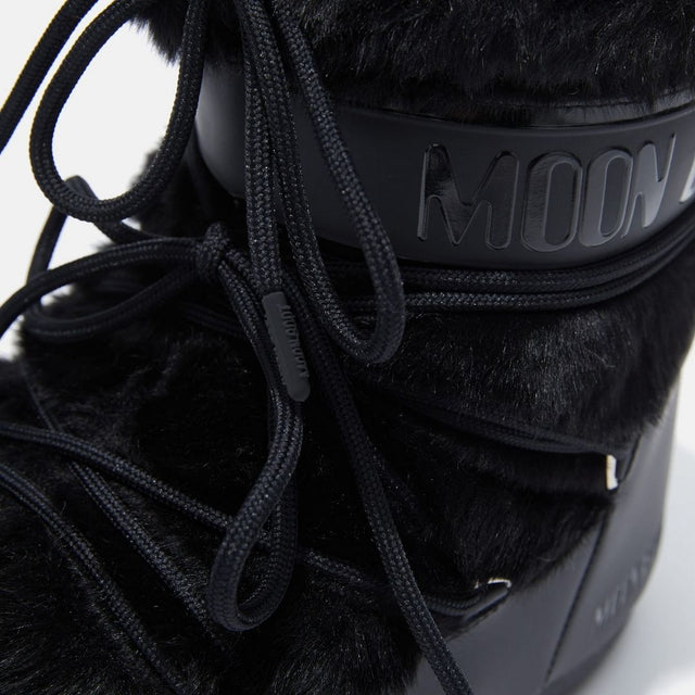 Moon Boot Icon Low White Faux-Fur Black
