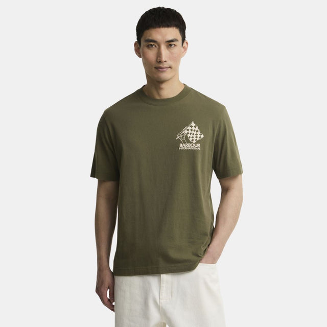 Barbour International Herman Graphic Mid Olive