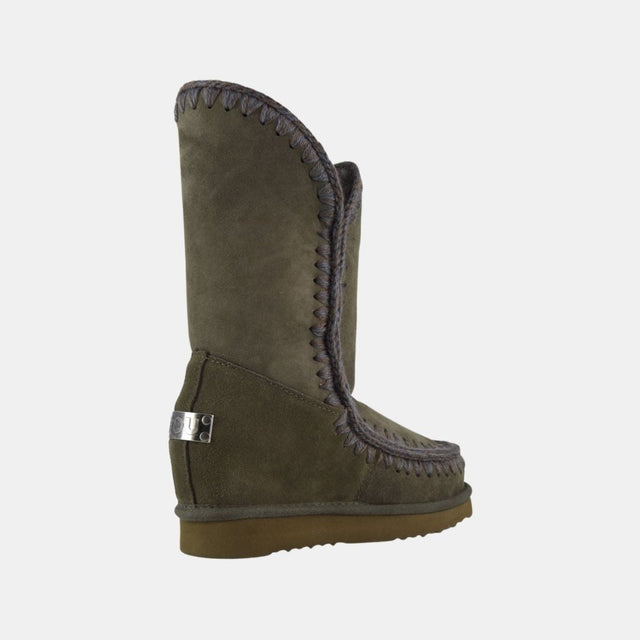 Mou Eskimo Inner Wedge Tall Suede Black Olive